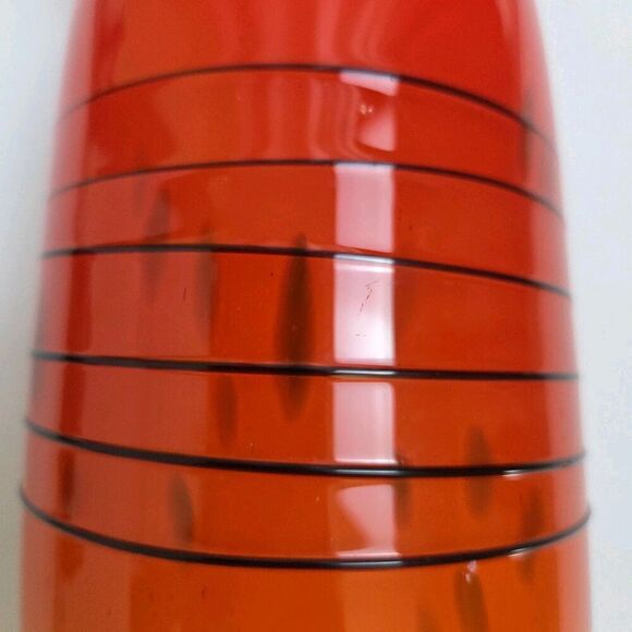 FIFTH AVENUE Crystal Art Glass Vase 12" Orange Yellow Red Black w White Interior - Picture 7 of 11